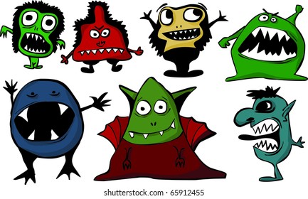 Set of cartoon monsters