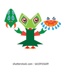 set Cartoon Monsters collection  monsters isolated. Design for print, party decoration, t-shirt, illustration, logo, emblem or sticker.