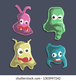 Set of cartoon monsters. Cute monsters colorful doodles - Vector