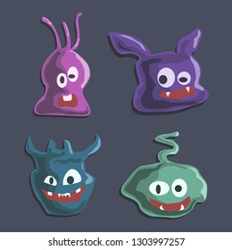 Set of cartoon monsters. Cute monsters colorful doodles - Vector