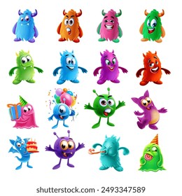 set of cartoon monsters illustration