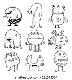  set of cartoon monsters. vector illustration