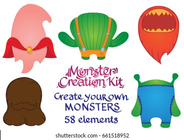 Set of Cartoon Monsters. Vector illustration isolated on white background with place for text
