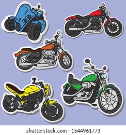 Set of the cartoon motorcycles