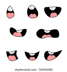 set of cartoon mouth poses for animation vector elements