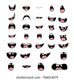 Set Of Cartoon Mouth Poses For Animation Vector Elements
