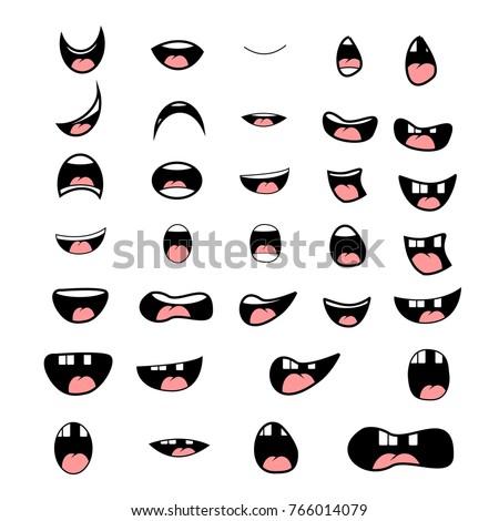 set cartoon mouth poses