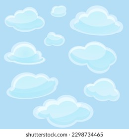 conjunto de dibujos animados de la naturaleza nubes de aire símbolos para el cielo nublado. fondo de nube. Forma de símbolo de nube de cúmulo azul blanco durante el día. vector de ilustración EPS 10