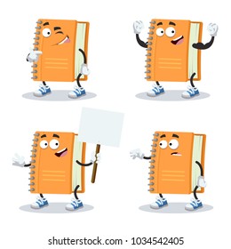 set of cartoon notebook mascot on white background