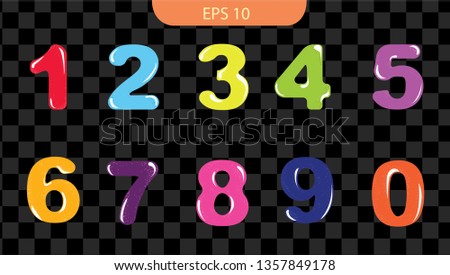   Set of  cartoon  numbers. 
