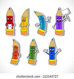 set of cartoon pencil 