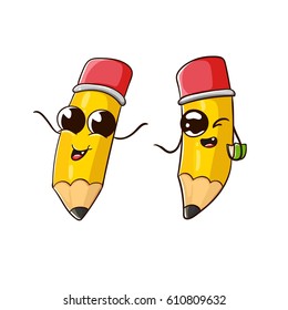 Set Cartoon Pencils Stock Vector (Royalty Free) 610809632 | Shutterstock