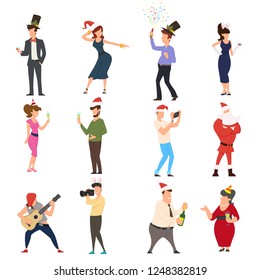 Set Cartoon People Dancing Celebrating People Stock Vector (Royalty ...