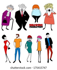 Set of cartoon people different ages