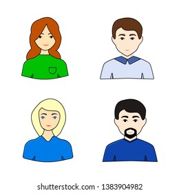 Set of cartoon persons. man and female flat design.