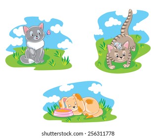 Set of cartoon pets