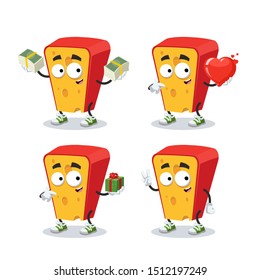 set of cartoon piece of dutch cheese character mascot on white background