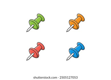 Set of cartoon pinboard, push pin icon,note needle, paper clip