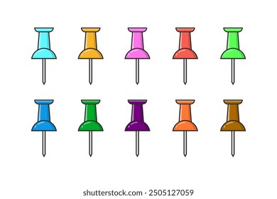 Set of cartoon pinboard, push pin icon,note needle, paper clip