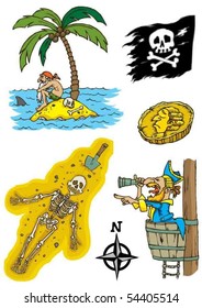 Set of cartoon pirate elements