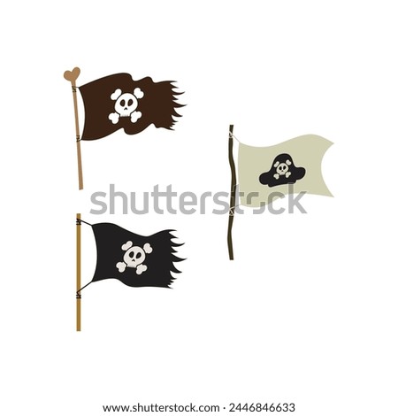 Set Of Cartoon Pirate Flag Vector Design.