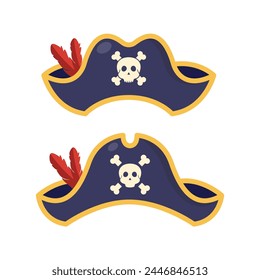 Set Of Cartoon Pirate Hat Vector Design.