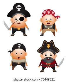 Set of cartoon pirates