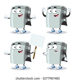 set of cartoon piston mascot on white background