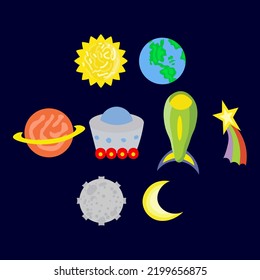 Set Cartoon planet vector. full color planet illustration