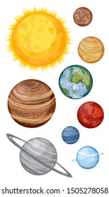 Set Cartoon Planets Solar System Planets Stock Vector (Royalty Free ...