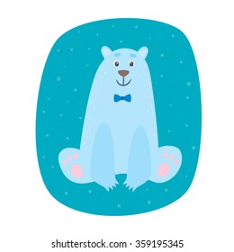 Set of cartoon polar bears. Vector illustration.
