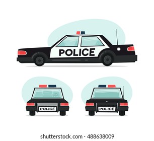 Set Cartoon Police Car Isolated Objects Stock Vector (Royalty Free ...