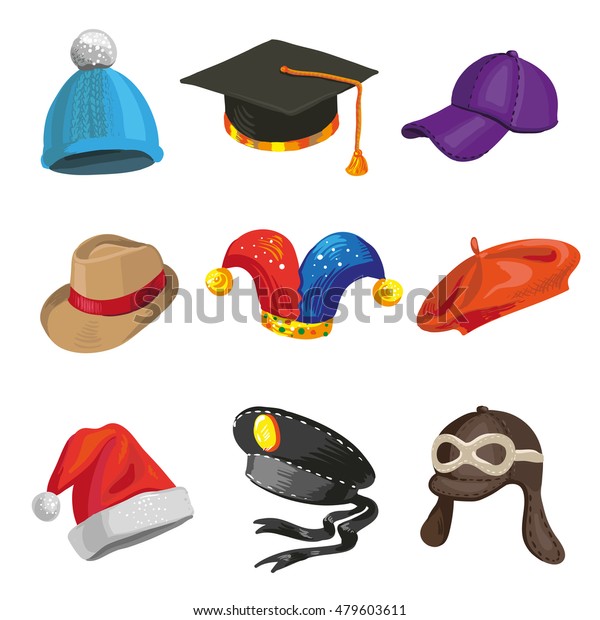 Set Cartoon Police Joker Hats Collection Stock Vector (Royalty Free ...