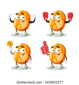 set of cartoon polished gemstone succinite amber character mascot on white background