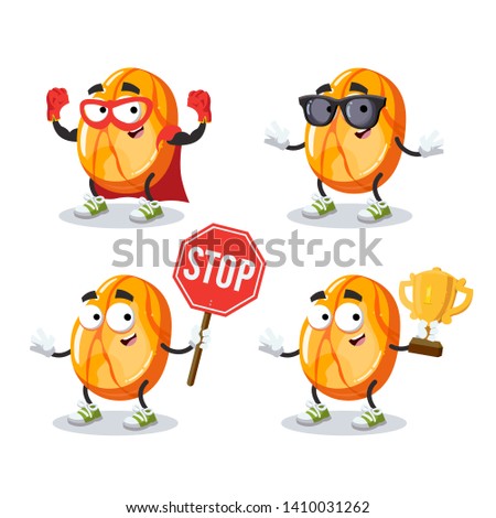 set of cartoon polished gemstone succinite amber character mascot on white background