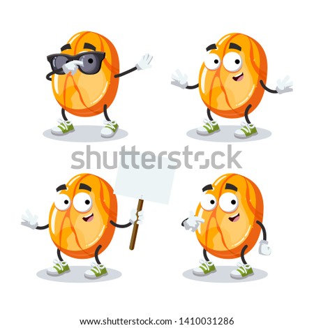 set of cartoon polished gemstone succinite amber character mascot on white background