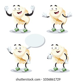 set of cartoon popcorn mascot on white background