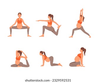 Pregnant Woman in Prenatal Yoga Pose Cartoon Illustration. Expecting girl  exercising on Pilates mat in anticipation of childbirth. 9387938 Vector Art  at Vecteezy