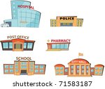 Set of the cartoon public buildings. Expansion of the series.