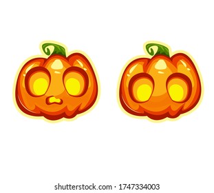 Set cartoon pumpkin design cartoon illustration stickers. Cartoon pumpkin vector 