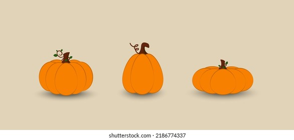 Juego de calabaza de dibujos animados. Ilustración vectorial de Halloween.