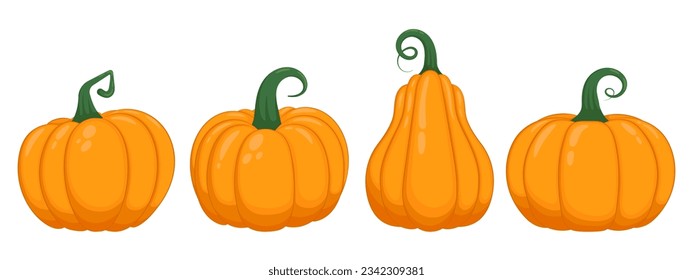 Set of cartoon pumpkin illustrations