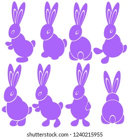 Set of cartoon rabbits