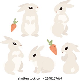 Set of cartoon rabbits vector clipart