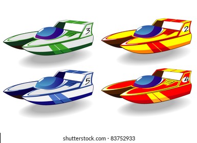 set of cartoon racing boats