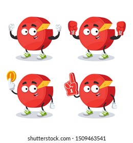 set of cartoon red head of cheese character mascot on white background