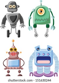 Set of cartoon robots - vector