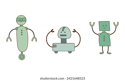 Set of cartoon robots vector illustration
