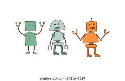 Set of cartoon robots vector illustration