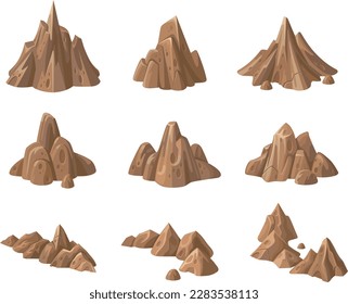 Set cartoon rocks  Mountains   rocks isolated white background 
Rocky Islands  3D play rocks  Game set in isometric 
Elements for compiling game map